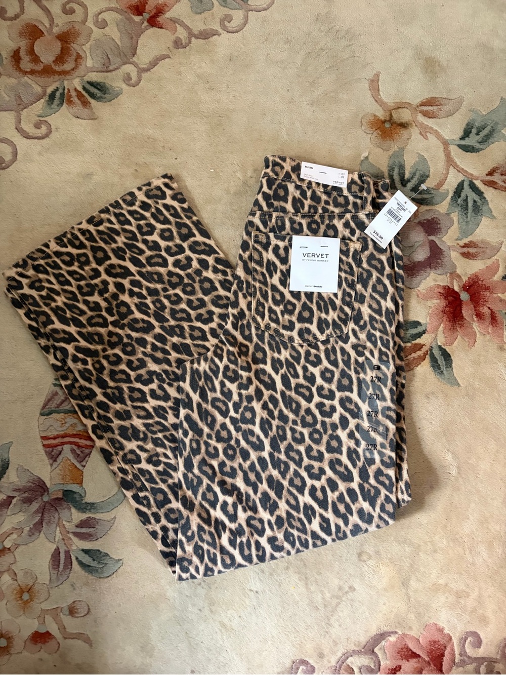 Vervet by Flying Monkey Kris Leopard Baggy Wide Leg Jeans NWT 27x32 - Picture 6 of 6